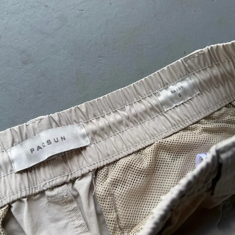 Pacsun Beige Baggy Nylon Track Pants Small